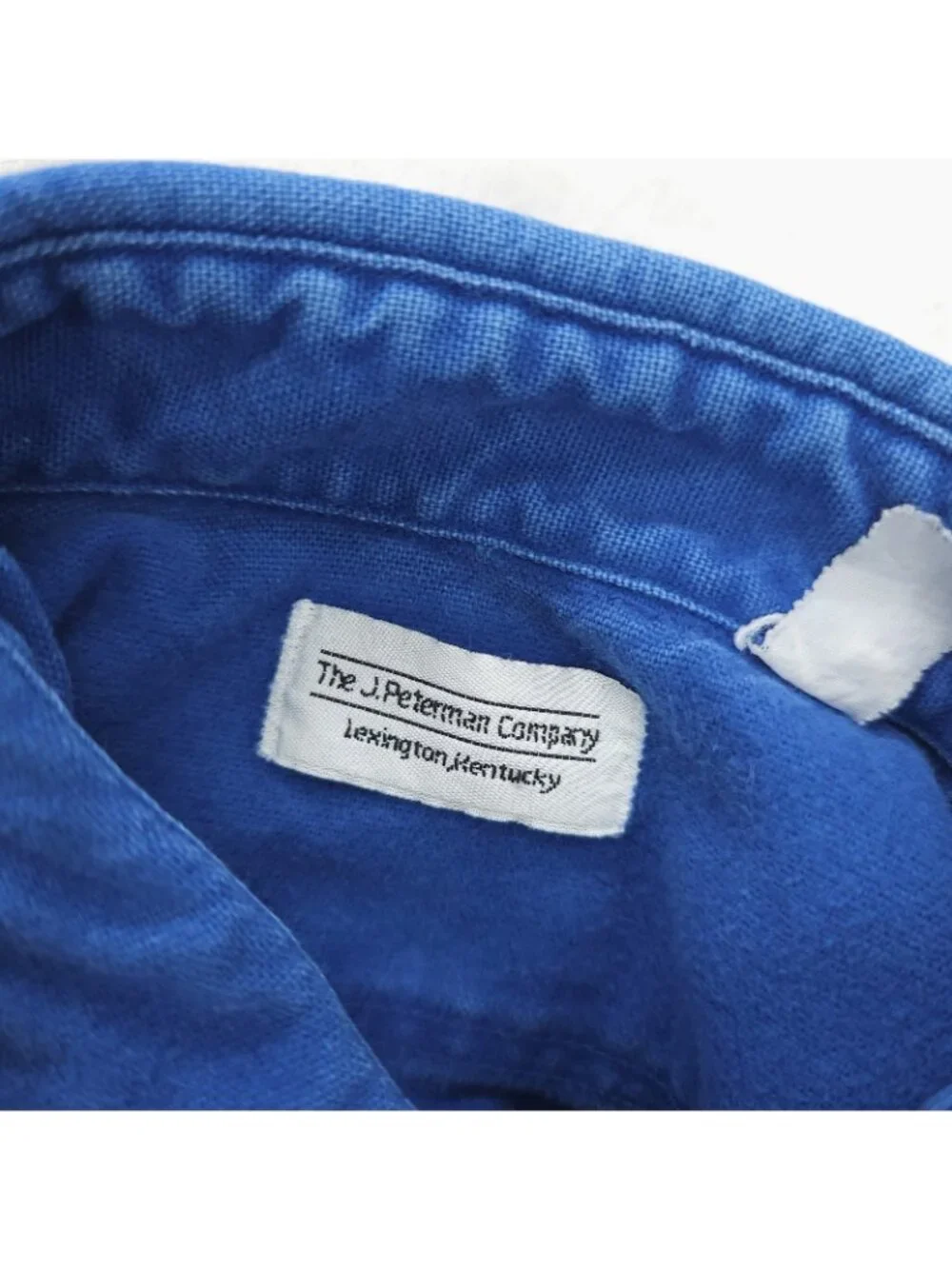 J PETERMAN Blue Chamois Shirt Thick Fabric Size Estimated LARGE - Picture 8 of 8